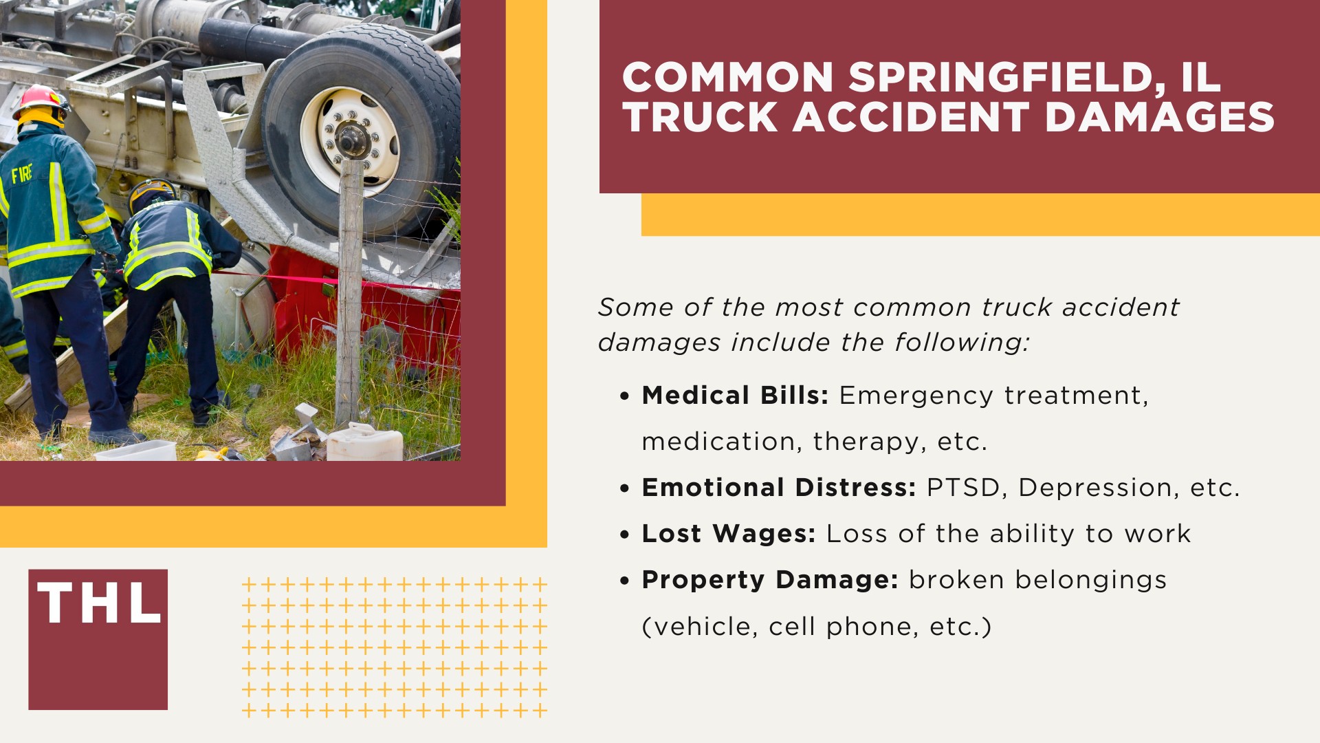 The #1 Springfield Truck Accident Lawyer; Springfield Truck Accident Statistics; How to Prevent Truck Accidents in Springfield, IL; Springfield, IL Emergency Services; Common Springfield, IL Truck Accident Damages