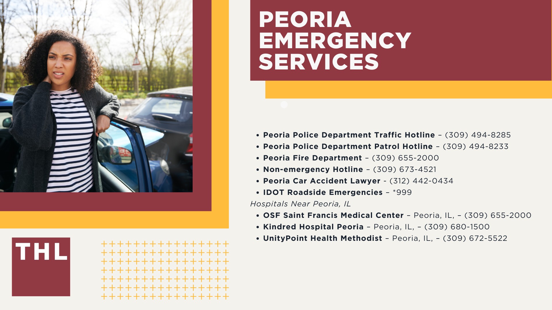 Peoria Car Accident Lawyer; Peoria Car Accident Statistics; Common Types of Car Accident Injuries; How Can I Prevent Car Accidents in Peoria, IL; Peoria Emergency Services