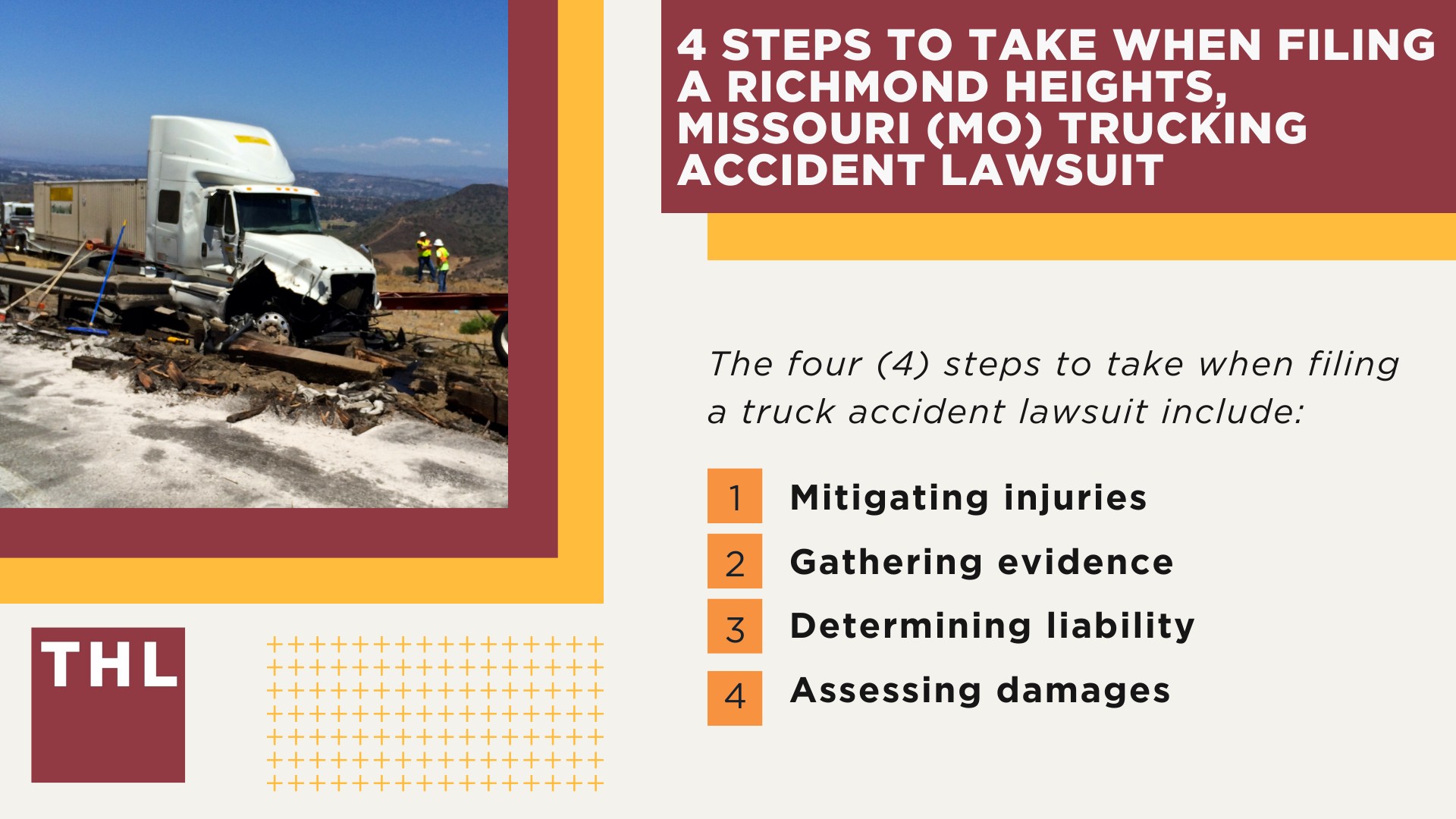 The #1 Richmond Heights Truck Accident Lawyer; Richmond Heights Truck Accident Lawyer; 6 Questions to Ask When Hiring a Richmond Heights Truck Accident Lawyer; Commercial Truck Accidents in Richmond Heights, Illinois (IL); Truck Accident Facts & Statistics; Richmond Heights Commercial Trucking Rules & Safety Regulations for Truck Drivers; The 8 Most Common Causes of Truck Accidents in Richmond Heights, Missouri (MO); 4 Steps to Take When Filing a Richmond Heights, Missouri (MO) Trucking Accident Lawsuit