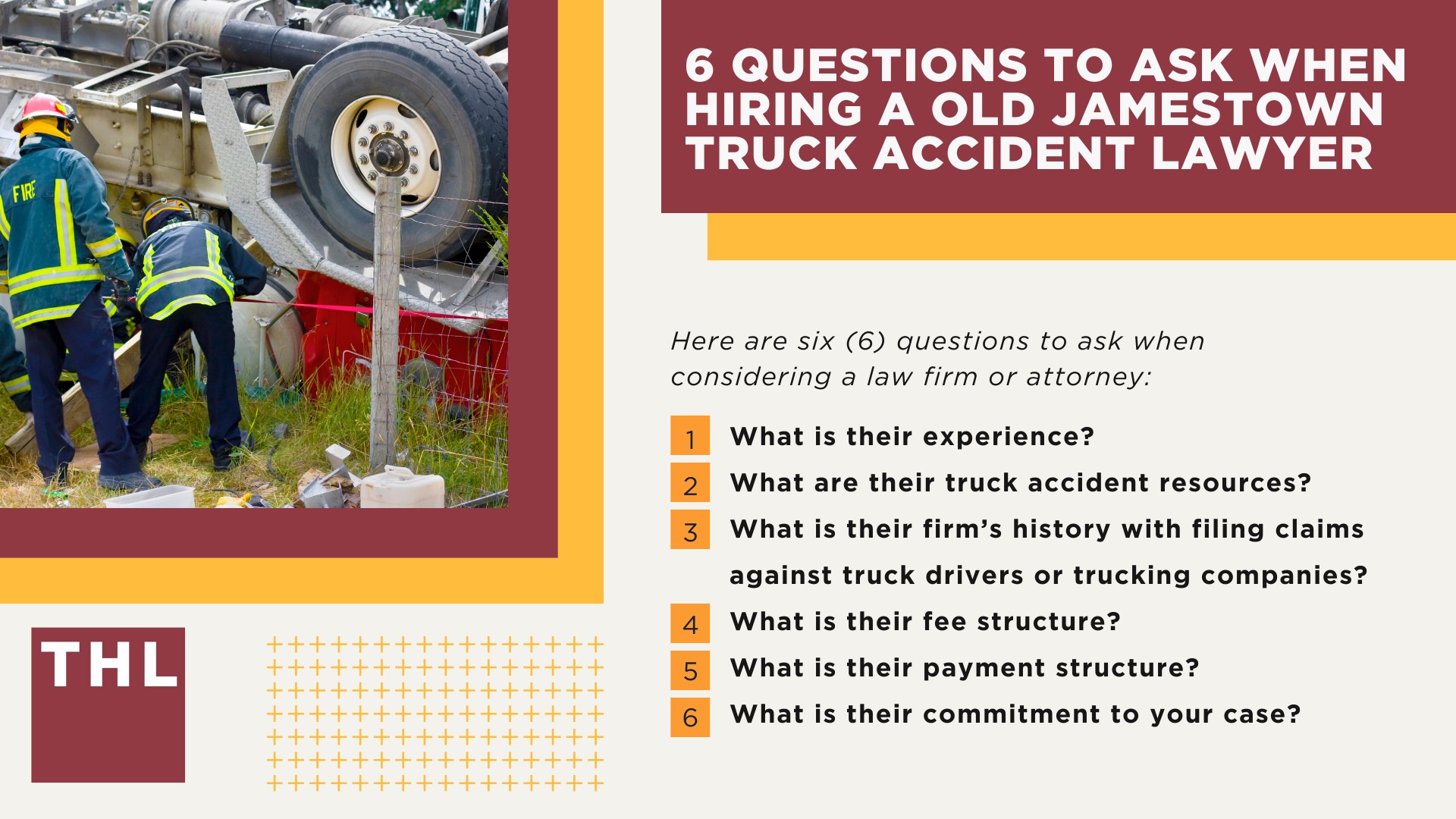 The #1 Old Jamestown Truck Accident Lawyer; Old Jamestown Truck Accident Lawyer; 6 Questions to Ask When Hiring a Old Jamestown Truck Accident Lawyer