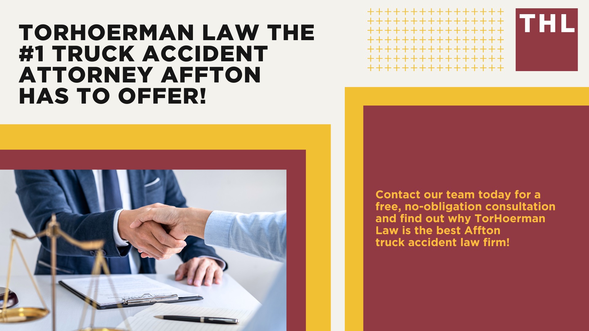 The #1 Affton Truck Accident Lawyer; Affton Truck Accident Lawyer; 6 Questions to Ask When Hiring an Affton Truck Accident Lawyer; Commercial Truck Accidents in Affton, Missouri (MO); Truck Accident Facts & Statistics; Affton Commercial Trucking Rules & Safety Regulations for Truck Drivers; The 8 Most Common Causes of Truck Accidents in Affton (MO); TORHOERMAN LAW The #1 Affton Truck Accident Lawyers