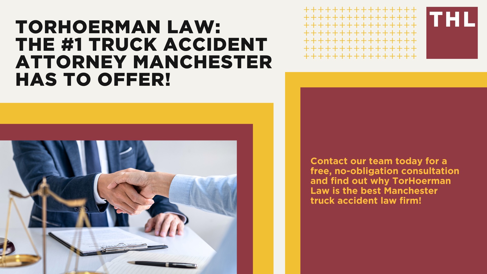 The #1 Manchester Truck Accident Lawyer; Manchester Truck Accident Lawyer; 6 Questions to Ask When Hiring a Manchester Truck Accident Lawyer; Commercial Truck Accidents in Manchester, Missouri (MO); Truck Accident Facts & Statistics; Manchester Commercial Trucking Rules & Safety Regulations for Truck Drivers; The 8 Most Common Causes of Truck Accidents in Manchester (MO); 4 Steps to Take When Filing a Manchester Trucking Accident Lawsuit; TORHOERMAN LAW The #1 Truck Accident Attorney Manchester Has to Offer!