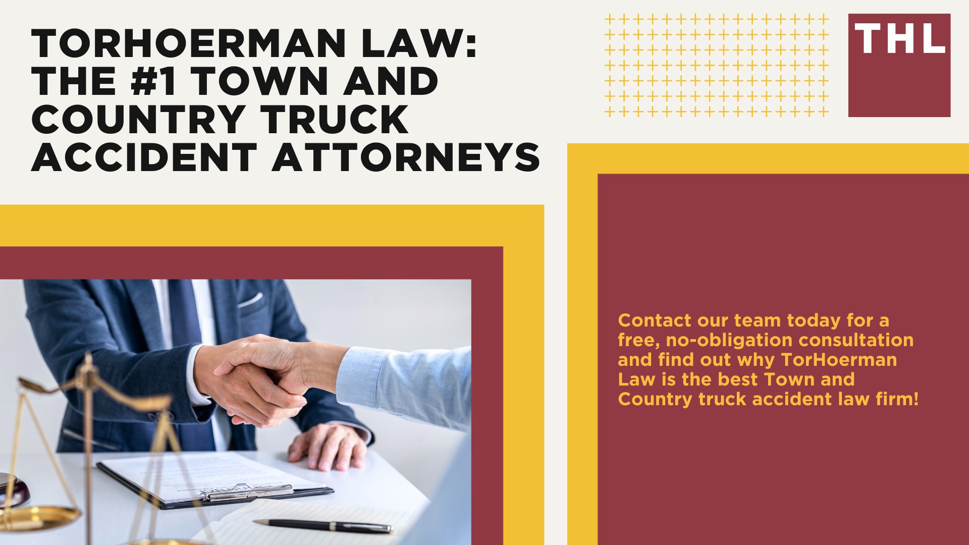 The #1 Town and Country Truck Accident Lawyer; Town and Country Truck Accident Lawyer; 6 Questions to Ask When Hiring a Town and Country Truck Accident Lawyer; Commercial Truck Accidents in Town and Country, MISSOURI (MO); Truck Accident Facts & Statistics; Town and Country Commercial Trucking Rules & Safety Regulations for Truck Drivers; The 8 Most Common Causes of Truck Accidents in Town and Country, MISSOURI (MO); 4 Steps to Take When Filing a Town and Country, Missouri (MO) Trucking Accident Lawsuit; TORHOERMAN LAW The #1 Truck Accident Attorney Town and Country Has to Offer!