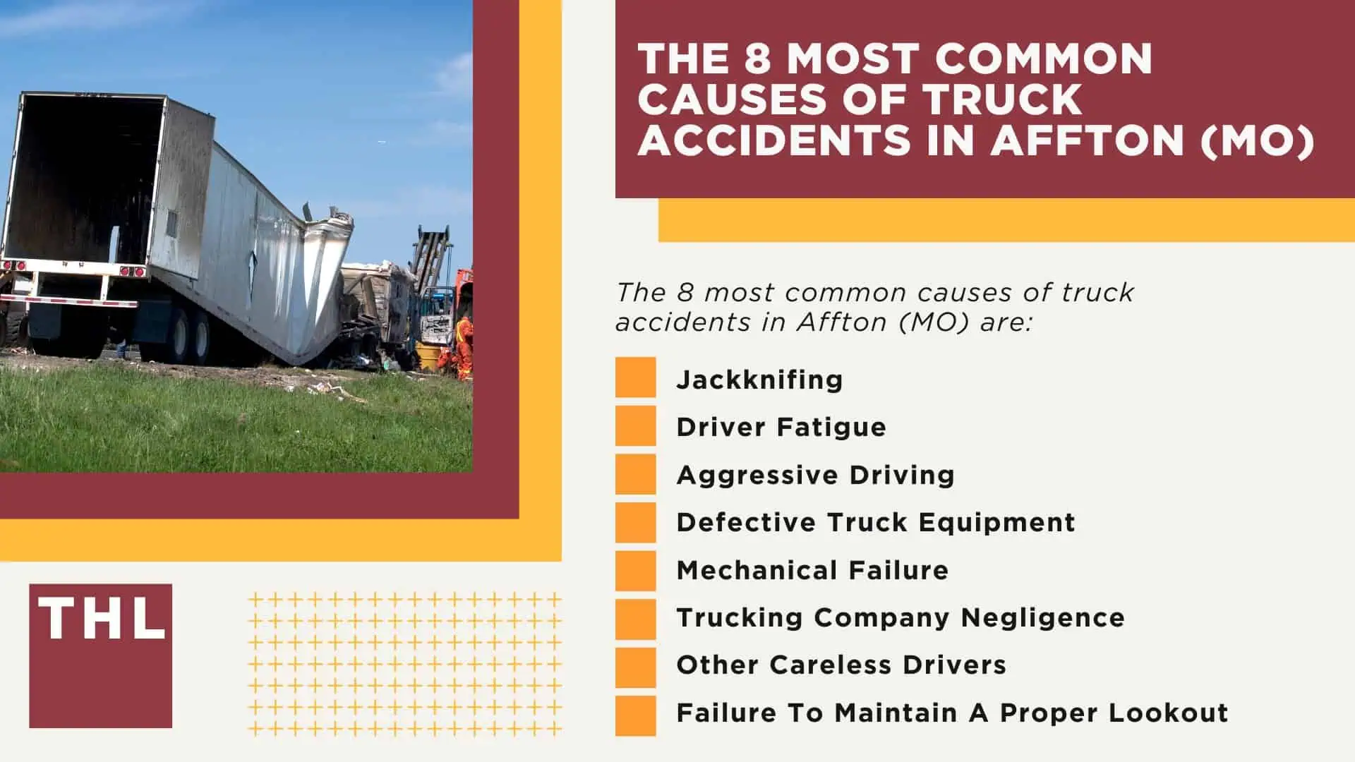 Arnold Truck Accident Lawyer; 6 Questions to Ask When Hiring aN Arnold Truck Accident Lawyer; Commercial Truck Accidents in Arnold, Missouri (MO); Truck Accident Facts & Statistics; Arnold Commercial Trucking Rules & Safety Regulations for Truck Drivers (2); The 8 Most Common Causes of Truck Accidents in Affton (MO)