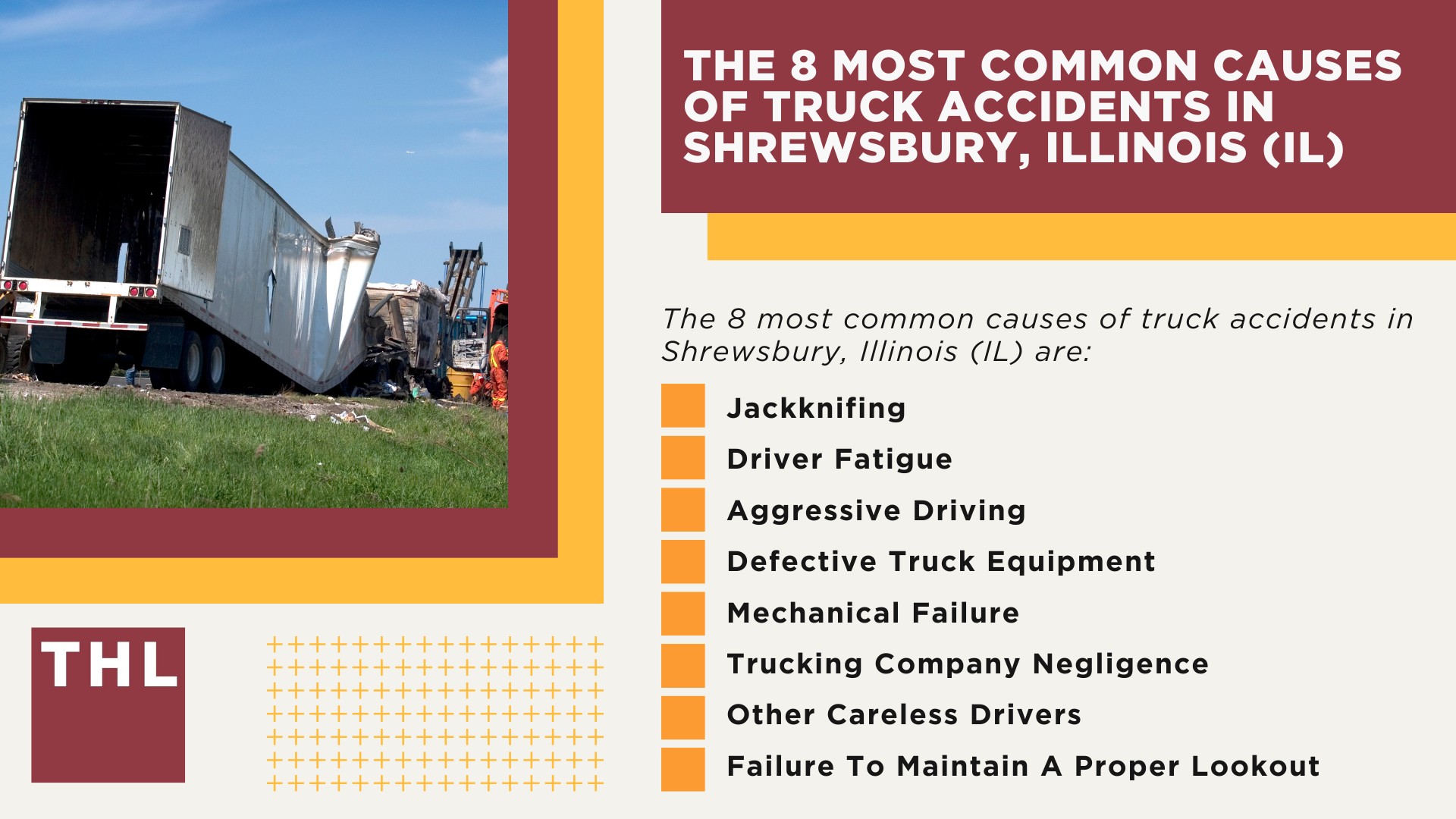 The #1 Shrewsbury Truck Accident Lawyer; Shrewsbury Truck Accident Lawyer; 6 Questions to Ask When Hiring a Shrewsbury Truck Accident Lawyer; Commercial Truck Accidents in Shrewsbury, Illinois (IL); Truck Accident Facts & Statistics; Shrewsbury Commercial Trucking Rules & Safety Regulations for Truck Drivers; The 8 Most Common Causes of Truck Accidents in Shrewsbury, Illinois (IL)