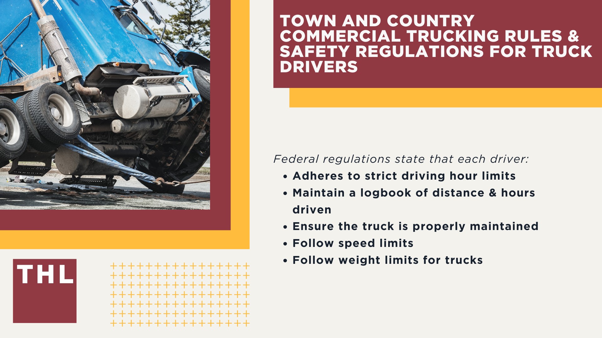 The #1 Town and Country Truck Accident Lawyer; Town and Country Truck Accident Lawyer; 6 Questions to Ask When Hiring a Town and Country Truck Accident Lawyer; Commercial Truck Accidents in Town and Country, MISSOURI (MO); Truck Accident Facts & Statistics; Town and Country Commercial Trucking Rules & Safety Regulations for Truck Drivers