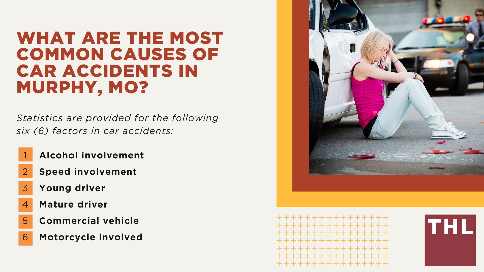 The #1 Murphy Car Accident Lawyer; Involved in a Car Accident in Murphy, MO; Murphy Car Accident Statistics; What to Do After a Car Accident in Murphy; What Are the Most Common Car Accident Injuries in Murphy, Missouri (MO); TORHOERMAN LAW The #1 Murphy Car Accident Attorneys