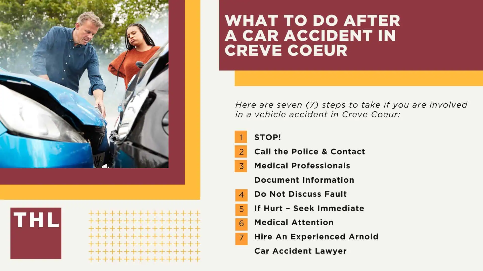 The #1 Creve Coeur Car Accident Lawyer; Involved in a Car Accident in Creve Coeur, MO; Creve Coeur Car Accident Statistics; What to Do After a Car Accident in Creve Coeur