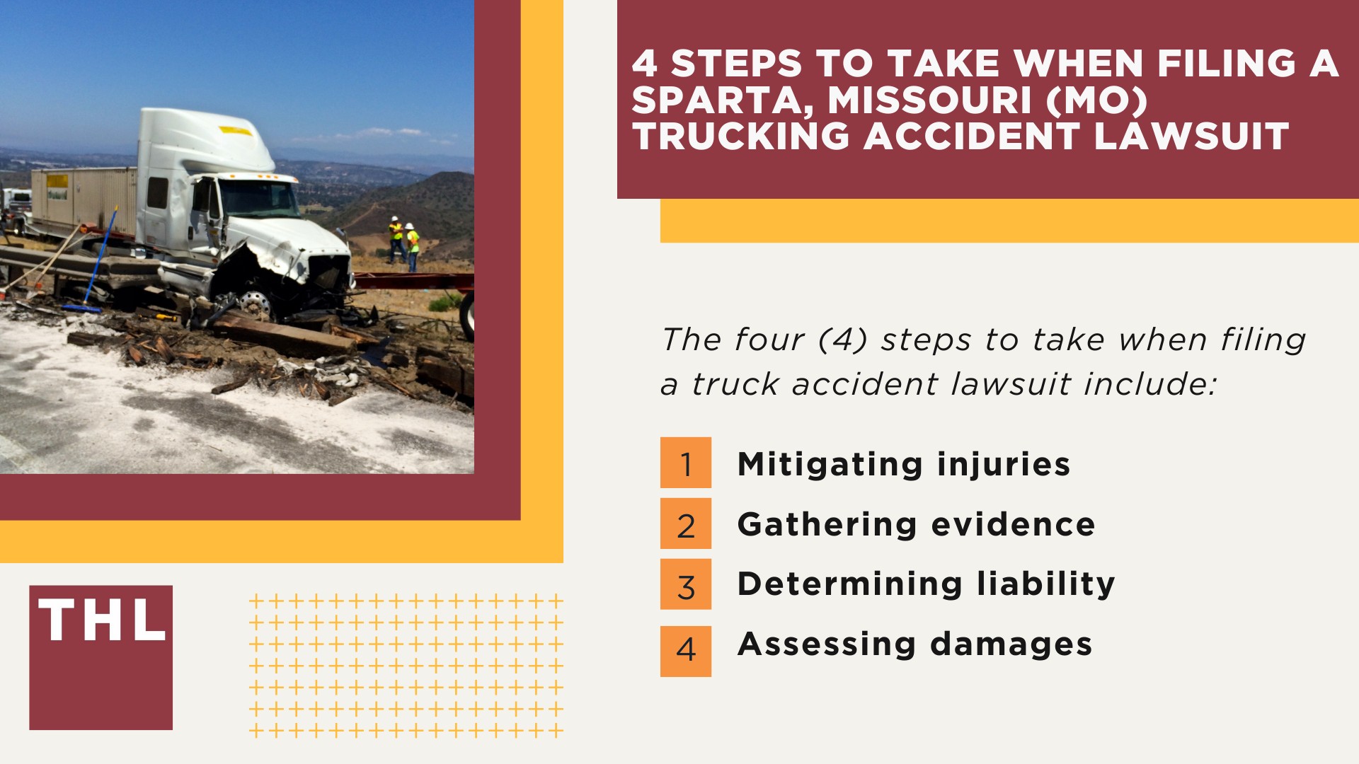 The #1 Sparta Truck Accident Lawyer; Sparta Truck Accident Lawyer; 6 Questions to Ask When Hiring a Sparta Truck Accident Lawyer; Commercial Truck Accidents in Sparta, Missouri (MO); Truck Accident Facts & Statistics; Sparta Commercial Trucking Rules & Safety Regulations for Truck Drivers; The 8 Most Common Causes of Truck Accidents in Sparta, Missouri (MO); 4 Steps to Take When Filing a Sparta, Missouri (MO) Trucking Accident Lawsuit