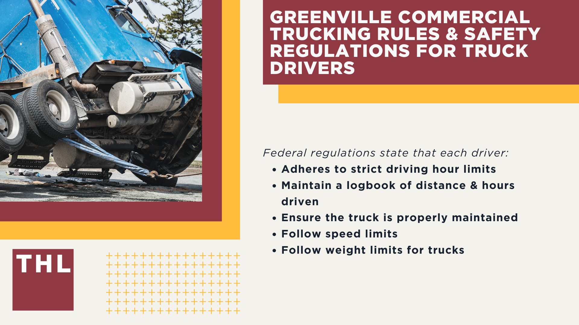 The #1 Greenville Truck Accident Lawyer; Greenville Truck Accident Lawyer; 6 Questions to Ask When Hiring a Greenville Truck Accident Lawyer; Commercial Truck Accidents in Godfrey, Illinois (IL); Truck Accident Facts & Statistics; Greenville Commercial Trucking Rules & Safety Regulations for Truck Drivers