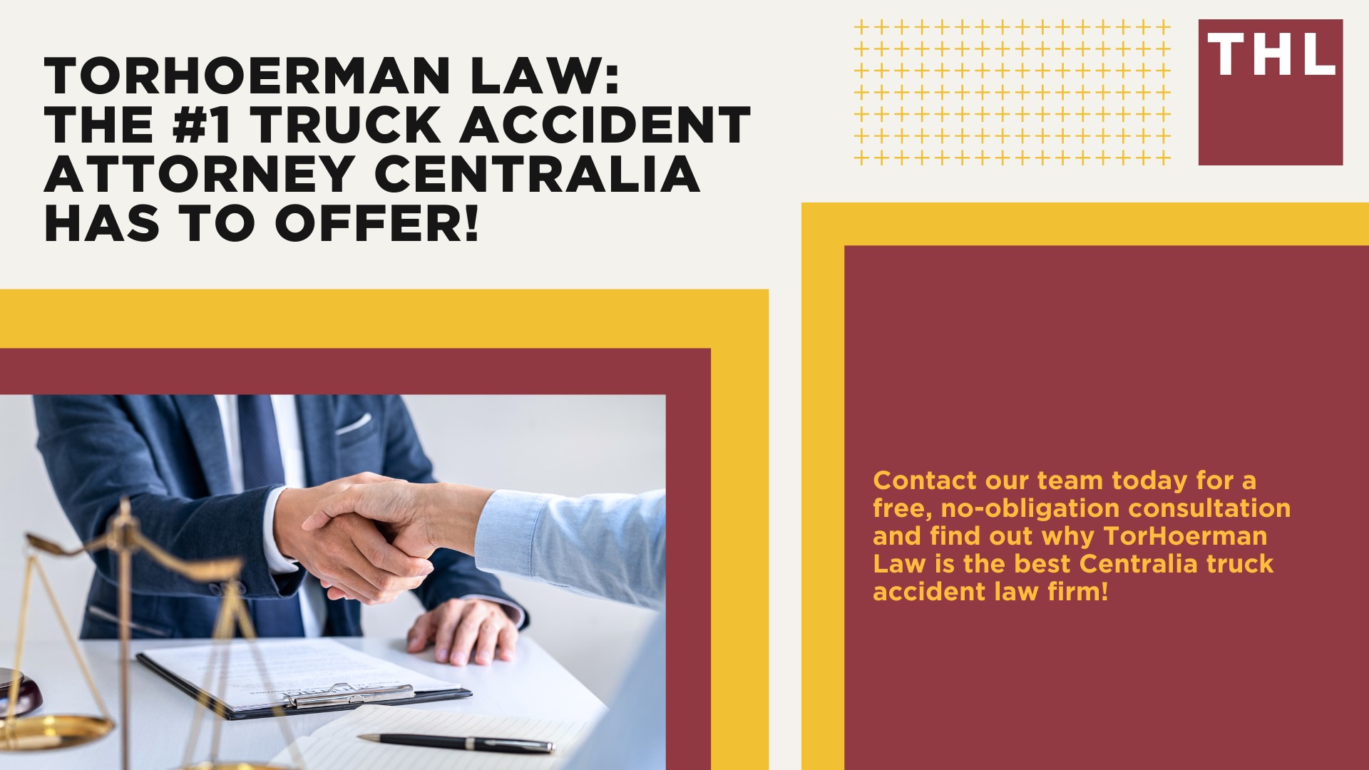 The #1 Centralia Truck Accident Lawyer; Centralia Truck Accident Lawyer; 6 Questions to Ask When Hiring a Centralia Truck Accident Lawyer; Commercial Truck Accidents in Centralia, Illinois (IL); Truck Accident Facts & Statistics; Centralia Commercial Trucking Rules & Safety Regulations for Truck Drivers; The 8 Most Common Causes of Truck Accidents in Centralia (IL); 4 Steps to Take When Filing aN Centralia Trucking Accident Lawsuit; TORHOERMAN LAW The #1 Truck Accident Attorney Centreville Has to Offer!