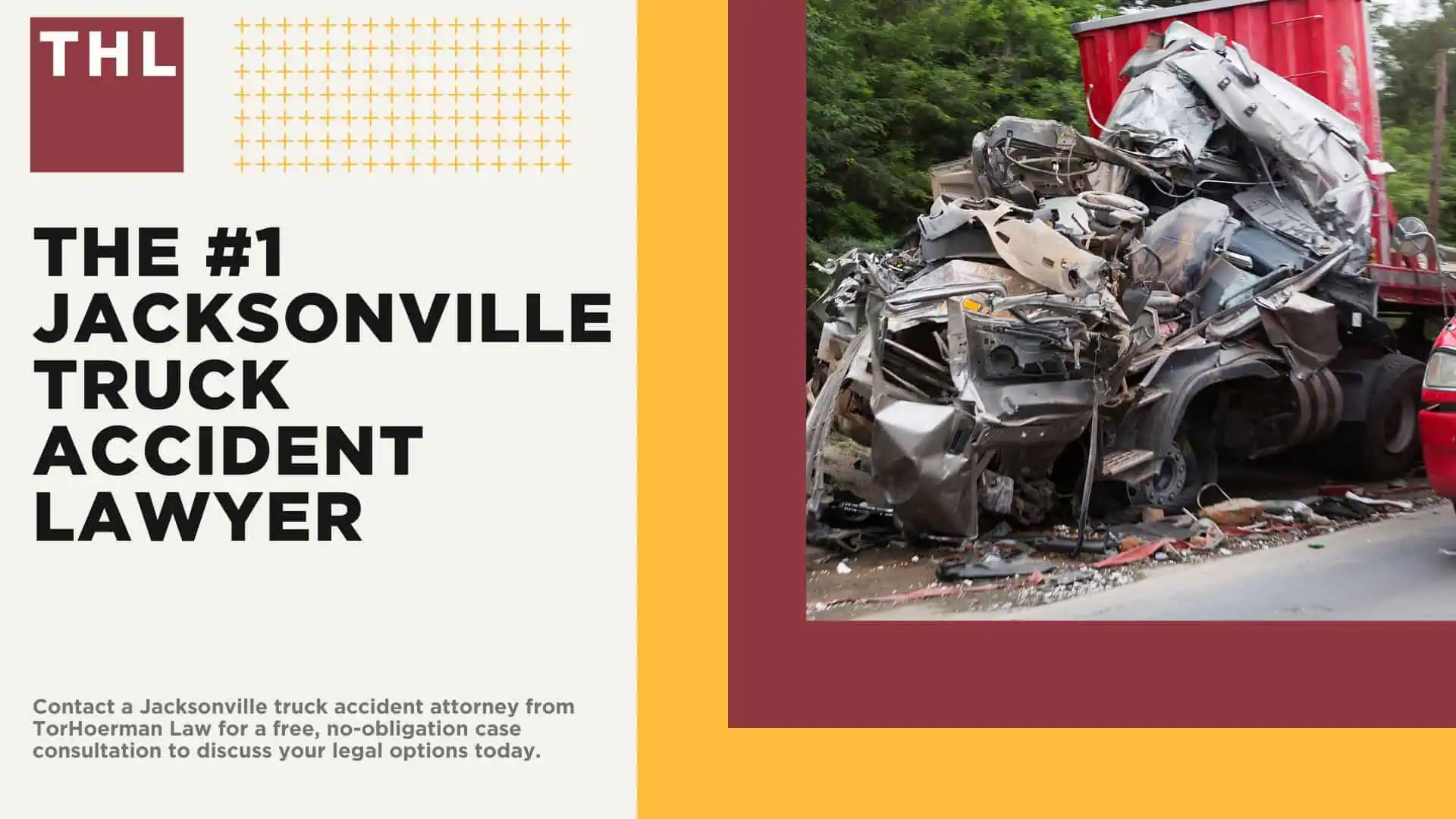 The #1 Jacksonville Truck Accident Lawyer; Jacksonville Truck Accident Lawyer; 6 Questions to Ask When Hiring a Jacksonville Truck Accident Lawyer; Commercial Truck Accidents in Jacksonville, Illinois (IL); Truck Accident Facts & Statistics; Jacksonville Commercial Trucking Rules & Safety Regulations for Truck Drivers; The 8 Most Common Causes of Truck Accidents in Jacksonville (IL); 4 Steps to Take When Filing a Jacksonville Trucking Accident Lawsuit; TORHOERMAN LAW The #1 Truck Accident Attorney Jacksonville Has to Offer!