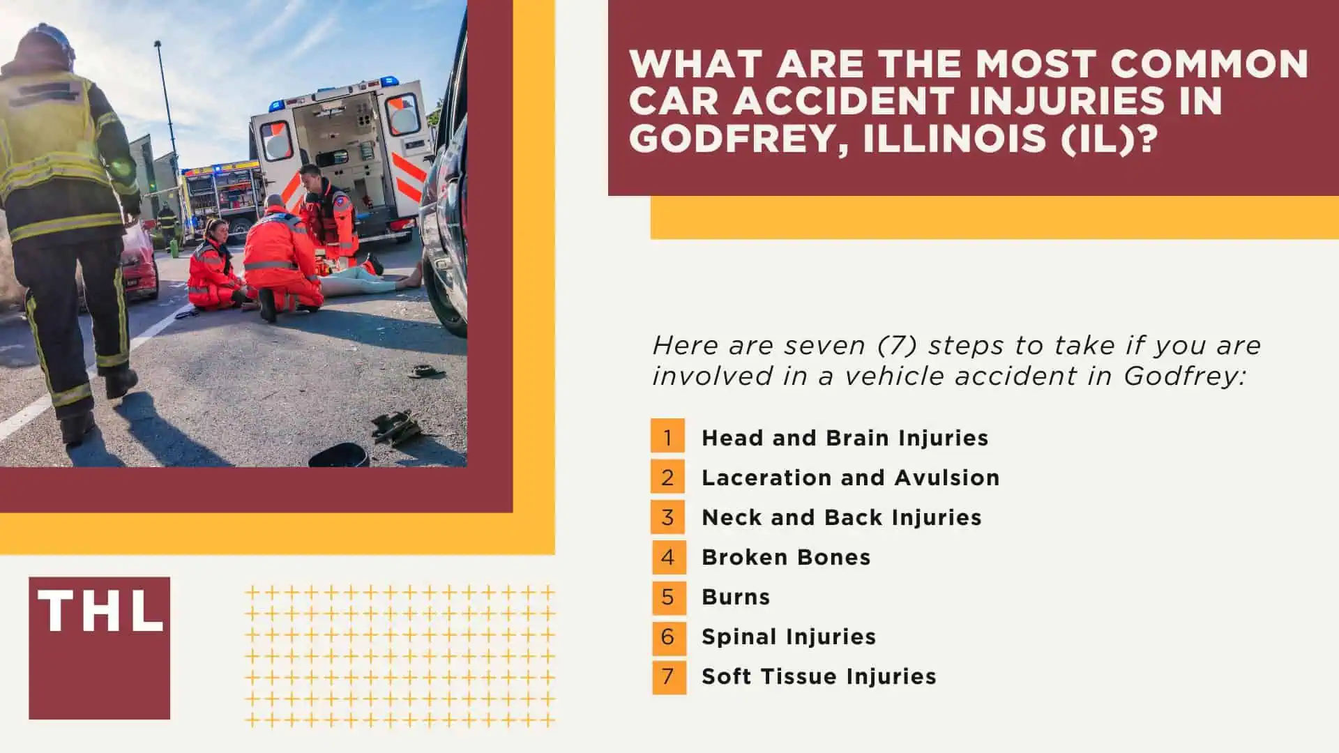 The #1 Godfrey Car Accident Lawyer; Involved in a Car Accident in Godfrey, IL; Godfrey Car Accident Statistics; What to Do After a Car Accident in Godfrey; What Are the Most Common Causes of Car Accidents in Godfrey, IL; What Are the Most Common Car Accident Injuries in Godfrey, Illinois (IL)