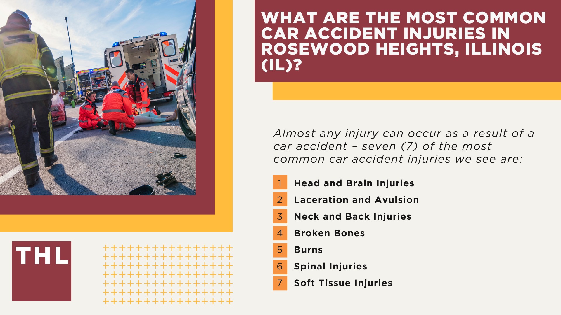 The #1 Rosewood Heights Car Accident Lawyer; Involved in a Car Accident in Rosewood Heights, IL; Rosewood Heights Car Accident Statistics; What to Do After a Car Accident in Rosewood Heights; What Are the Most Common Car Accident Injuries in Rosewood Heights, Illinois (IL); What Are the Most Common Car Accident Injuries in Rosewood Heights, Illinois (IL)