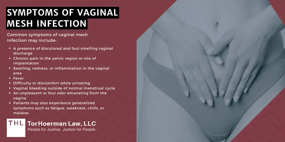 Vaginal Mesh Infection Lawsuit; vaginal mesh infection; transvaginal mesh lawsuit; transavgainal mesh injuries; transvaginal mesh lawyer; vaginal mesh lawsuit; What is Vaginal Mesh; Pelvic Organ Prolapse (POP); Stress Urinary Incontinence (SUI); Understanding Vaginal Mesh Infection; Causes Of Vaginal Mesh Complications That Lead To Infection; Symptoms Of Vaginal Mesh Infection