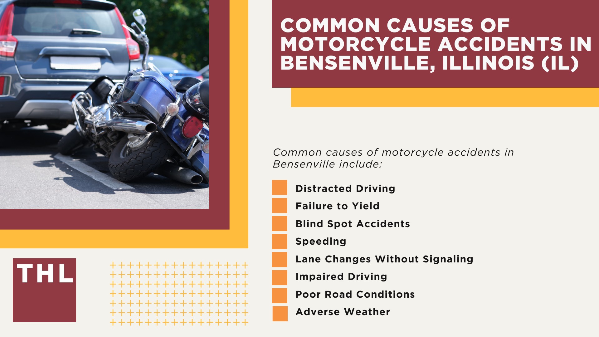 Bensenville Motorcycle Accident Lawyer; Meet Our Bensenville Motorcycle Accident Lawyers; Our Founder and Experienced Bensenville Motorcycle Accident Lawyer_ Tor Hoerman; Our Bensenville Motorcycle Accident Lawyers Get Results; How Much Does it Cost to Hire a Bensenville Motorcycle Accident Lawyer; Steps to Take After a Motorcycle Accident in Bensenville; Evidence in Motorcycle Accident Cases; Damages in a Bensenville Motorcycle Accident Claim; The Legal Process for Motorcycle Accident Claims in Bensenville; Common Motorcycle Accident Injuries in Bensenville, Illinois (IL); Common Causes of Motorcycle Accidents in Bensenville, Illinois (IL)