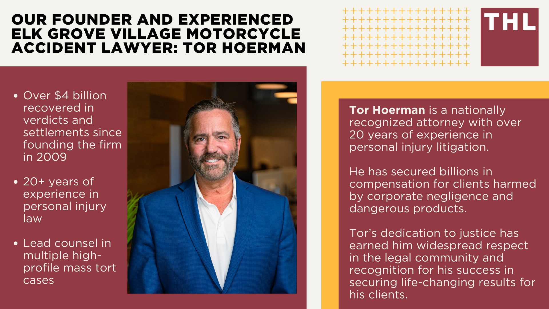 Elk Grove Village Bike Accident Lawyer; Meet Our Elk Grove Village Motorcycle Accident Lawyers; Our Founder and Experienced Elk Grove Village Motorcycle Accident Lawyer_ Tor Hoerman