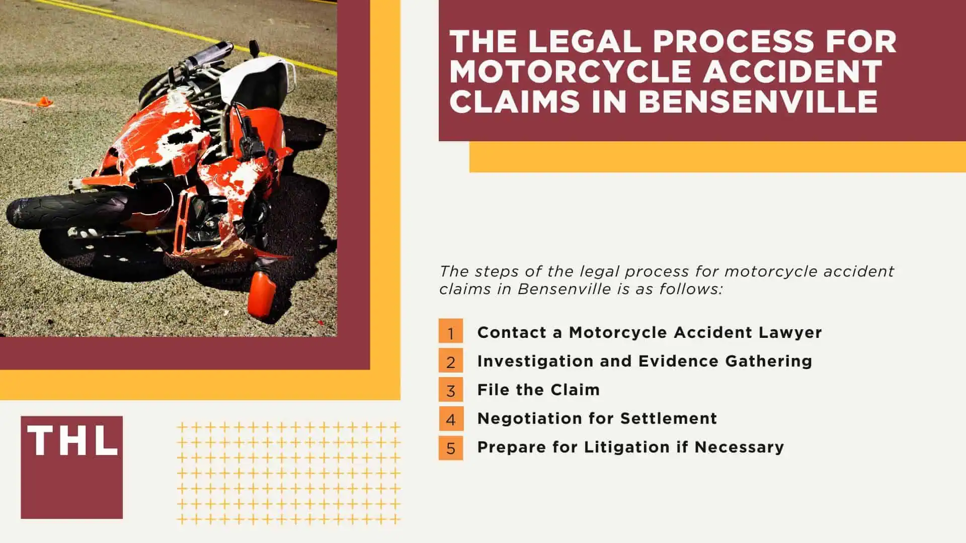 Bensenville Motorcycle Accident Lawyer; Meet Our Bensenville Motorcycle Accident Lawyers; Our Founder and Experienced Bensenville Motorcycle Accident Lawyer_ Tor Hoerman; Our Bensenville Motorcycle Accident Lawyers Get Results; How Much Does it Cost to Hire a Bensenville Motorcycle Accident Lawyer; Steps to Take After a Motorcycle Accident in Bensenville; Evidence in Motorcycle Accident Cases; Damages in a Bensenville Motorcycle Accident Claim; The Legal Process for Motorcycle Accident Claims in Bensenville