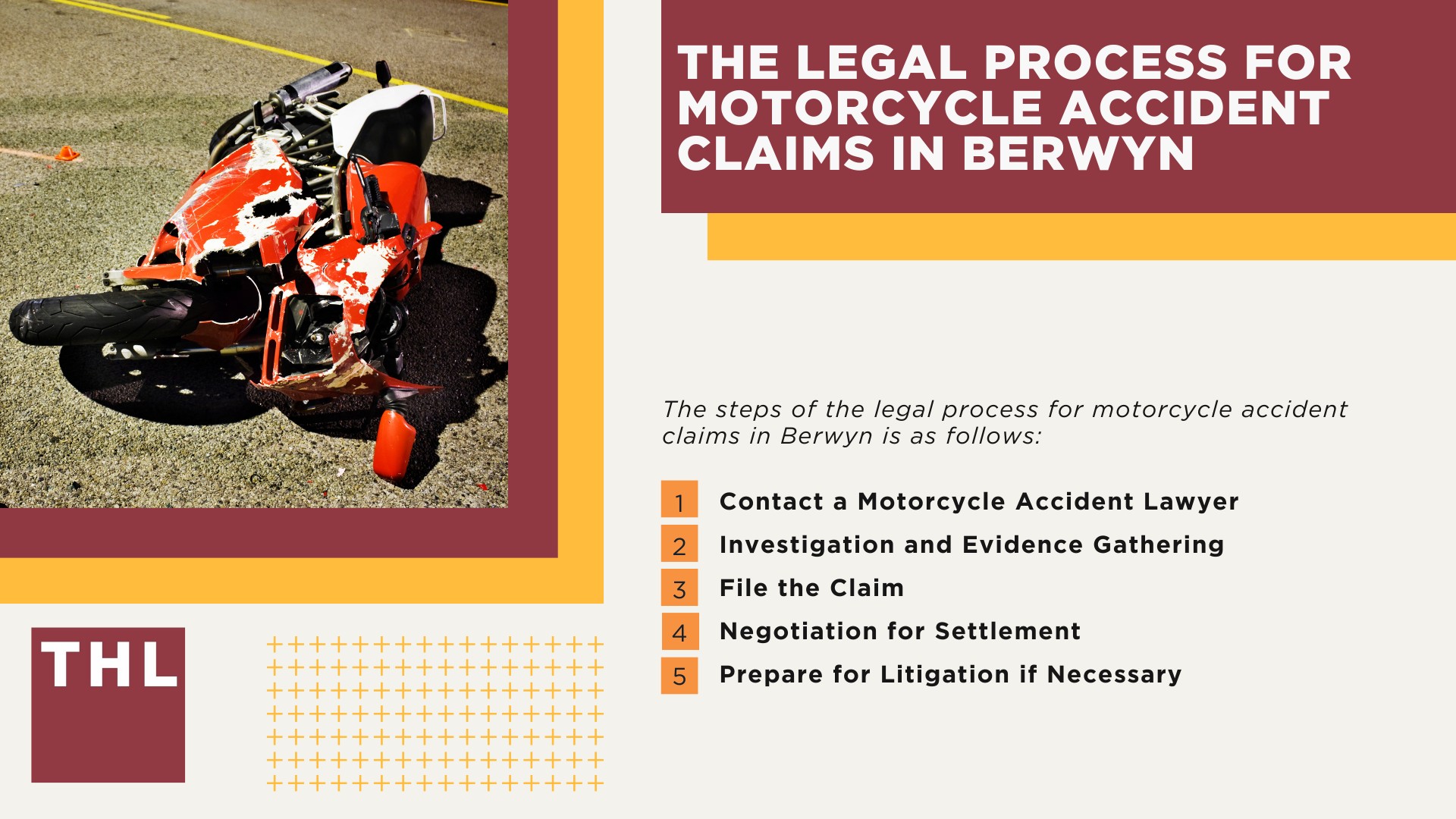 Berwyn Motorcycle Accident Lawyer; Meet Our Berwyn Motorcycle Accident Lawyers; Our Founder and Experienced Berwyn Motorcycle Accident Lawyer_ Tor Hoerman; Our Berwyn Motorcycle Accident Lawyers Get Results; Steps to Take After a Motorcycle Accident in Berwyn; Evidence in Motorcycle Accident Cases; Damages in a Berwyn Motorcycle Accident Claim; The Legal Process for Motorcycle Accident Claims in Berwyn