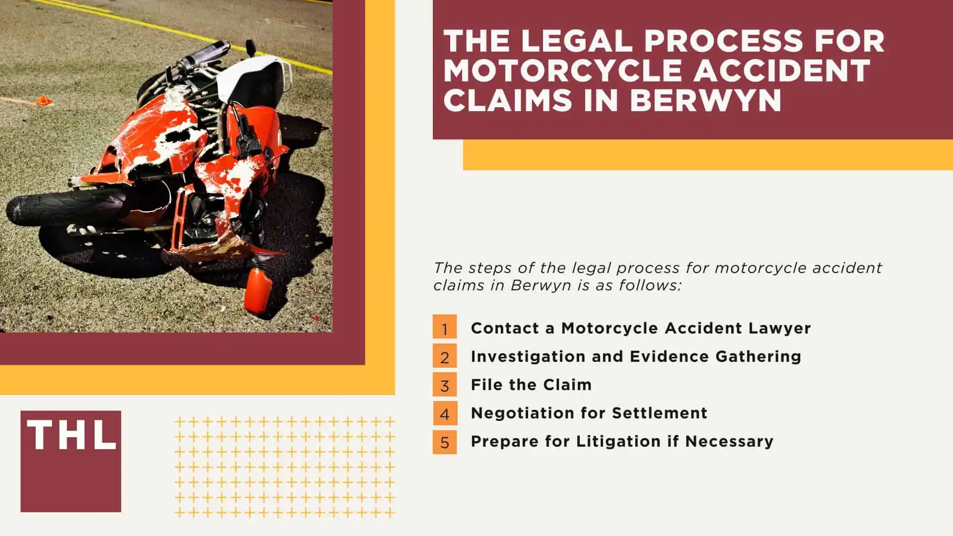 Berwyn Motorcycle Accident Lawyer; Meet Our Berwyn Motorcycle Accident Lawyers; Our Founder and Experienced Berwyn Motorcycle Accident Lawyer_ Tor Hoerman; Our Berwyn Motorcycle Accident Lawyers Get Results; Steps to Take After a Motorcycle Accident in Berwyn; Evidence in Motorcycle Accident Cases; Damages in a Berwyn Motorcycle Accident Claim; The Legal Process for Motorcycle Accident Claims in Berwyn