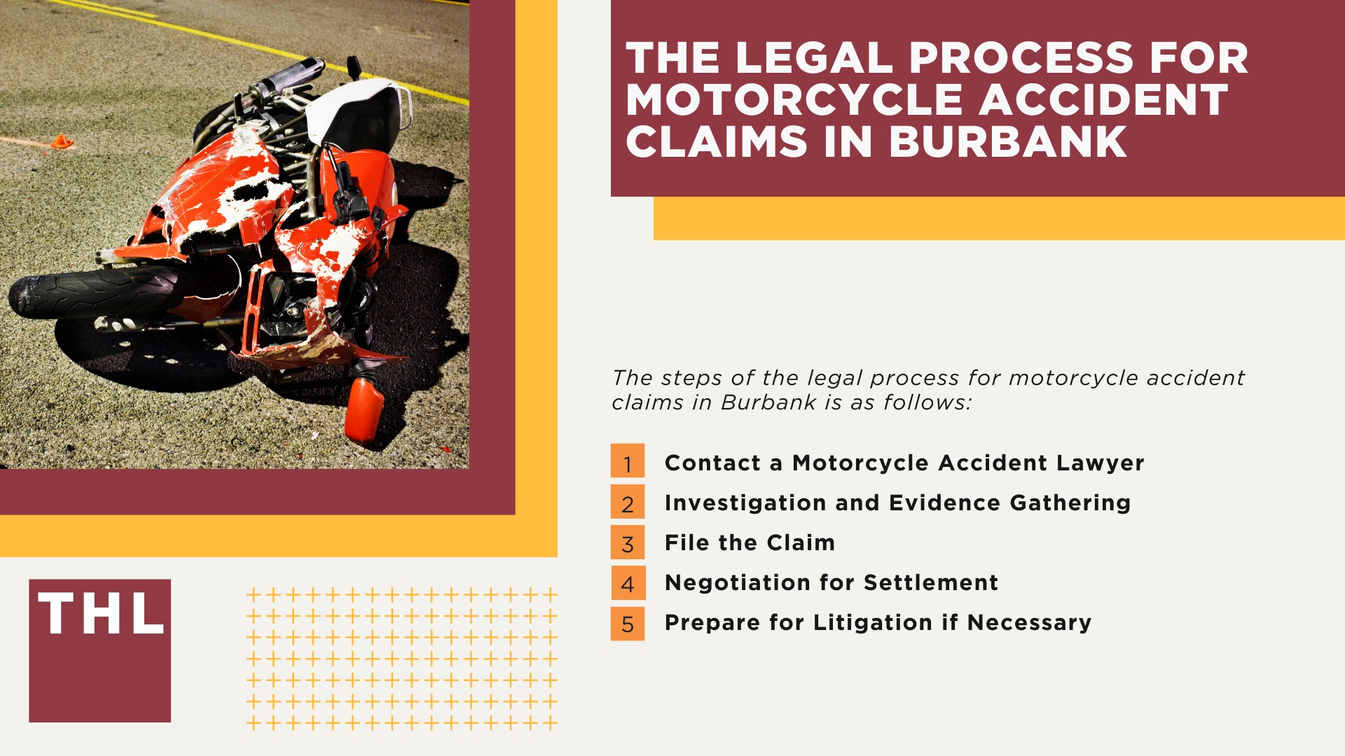 Burbank Motorcycle Accident Lawyer; Meet Our Burbank Motorcycle Accident Lawyers; Our Founder and Experienced Burbank Motorcycle Accident Lawyer_ Tor Hoerman; Our Burbank Motorcycle Accident Lawyers Get Results; How Much Does it Cost to Hire a Burbank Motorcycle Accident Lawyer; Steps to Take After a Motorcycle Accident in Burbank; Evidence in Motorcycle Accident Cases; Damages in a Burbank Motorcycle Accident Claim; The Legal Process for Motorcycle Accident Claims in Burbank