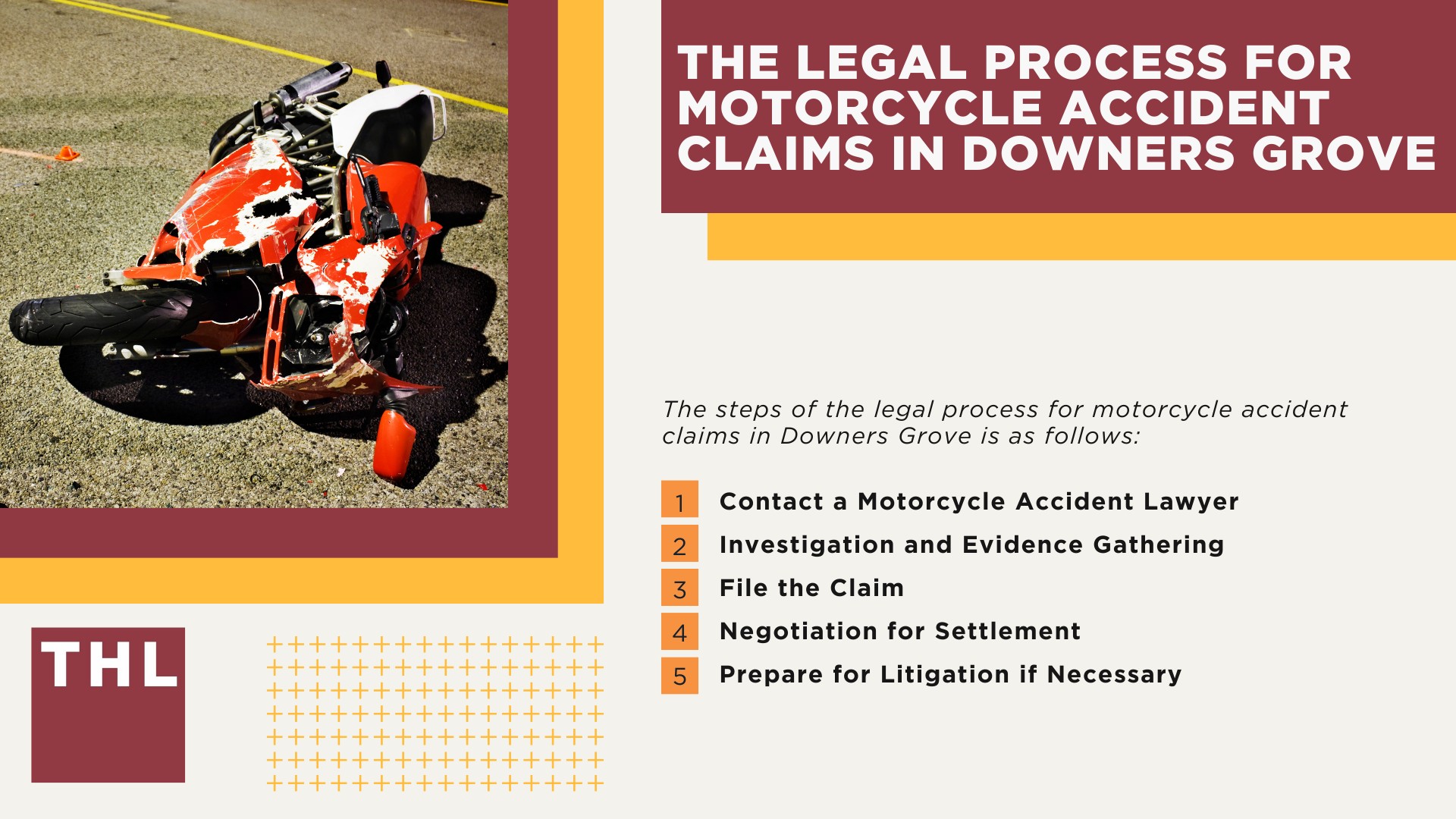 Downers Grove Motorcycle Accident Lawyer; Meet Our Downers Grove Motorcycle Accident Lawyers; Our Founder and Experienced Downers Grove Motorcycle Accident Lawyer_ Tor Hoerman; Our Downers Grove Motorcycle Accident Lawyers Get Results; How Much Does it Cost to Hire a Downers Grove Motorcycle Accident Lawyer; Steps to Take After a Motorcycle Accident in Downers Grove; Evidence in Motorcycle Accident Cases; Damages in a Downers Grove Motorcycle Accident Claim; The Legal Process for Motorcycle Accident Claims in Downers Grove