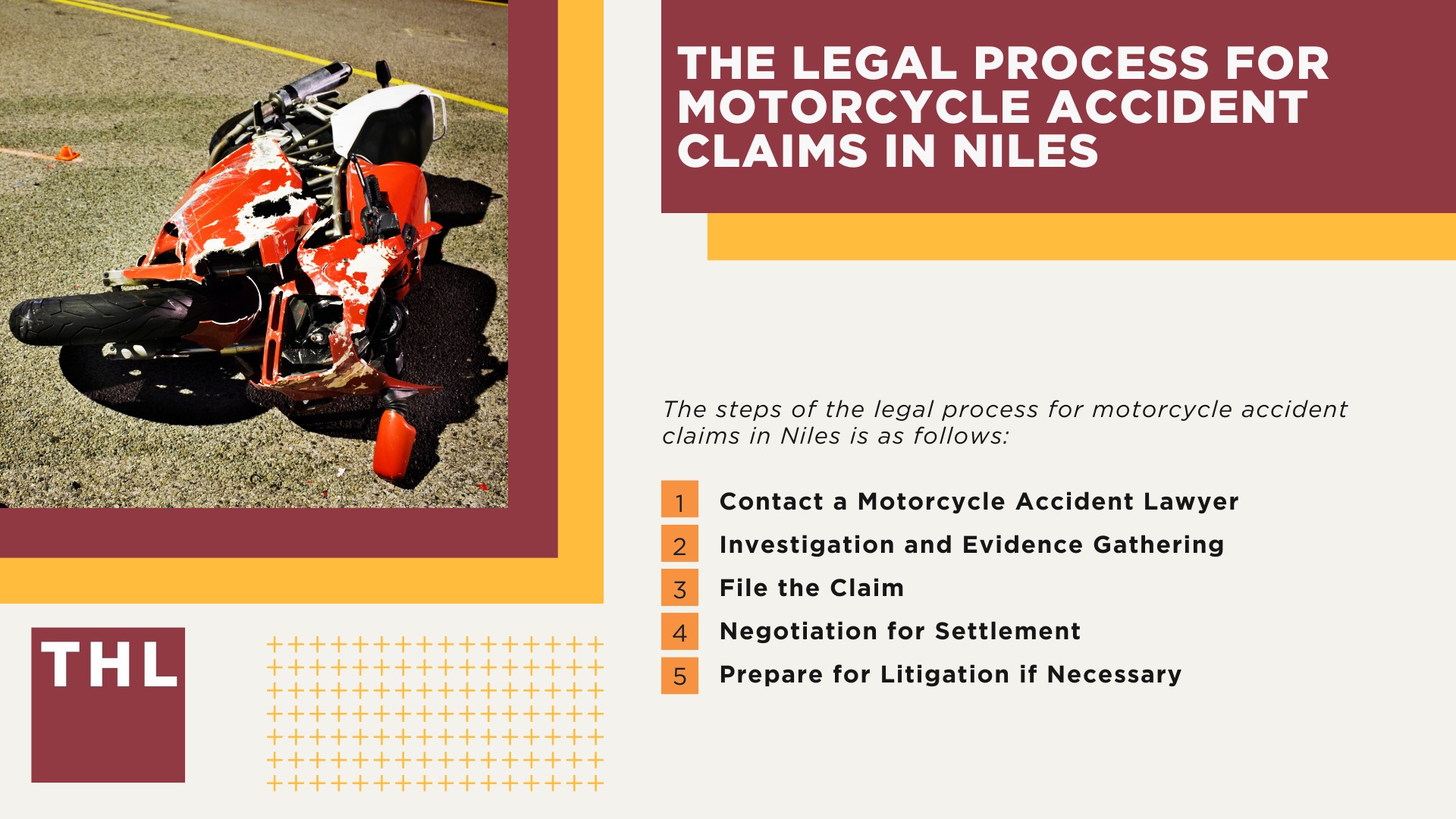 Niles Motorcycle Accident Lawyer; Meet Our Niles Motorcycle Accident Lawyers; Our Founder and Experienced Niles Motorcycle Accident Lawyer_ Tor Hoerman; Our Niles Motorcycle Accident Lawyers Get Results; How Much Does it Cost to Hire a Niles Motorcycle Accident Lawyer; Steps to Take After a Motorcycle Accident in Niles; Evidence in Motorcycle Accident Cases; Damages in a Niles Motorcycle Accident Claim; The Legal Process for Motorcycle Accident Claims in Niles