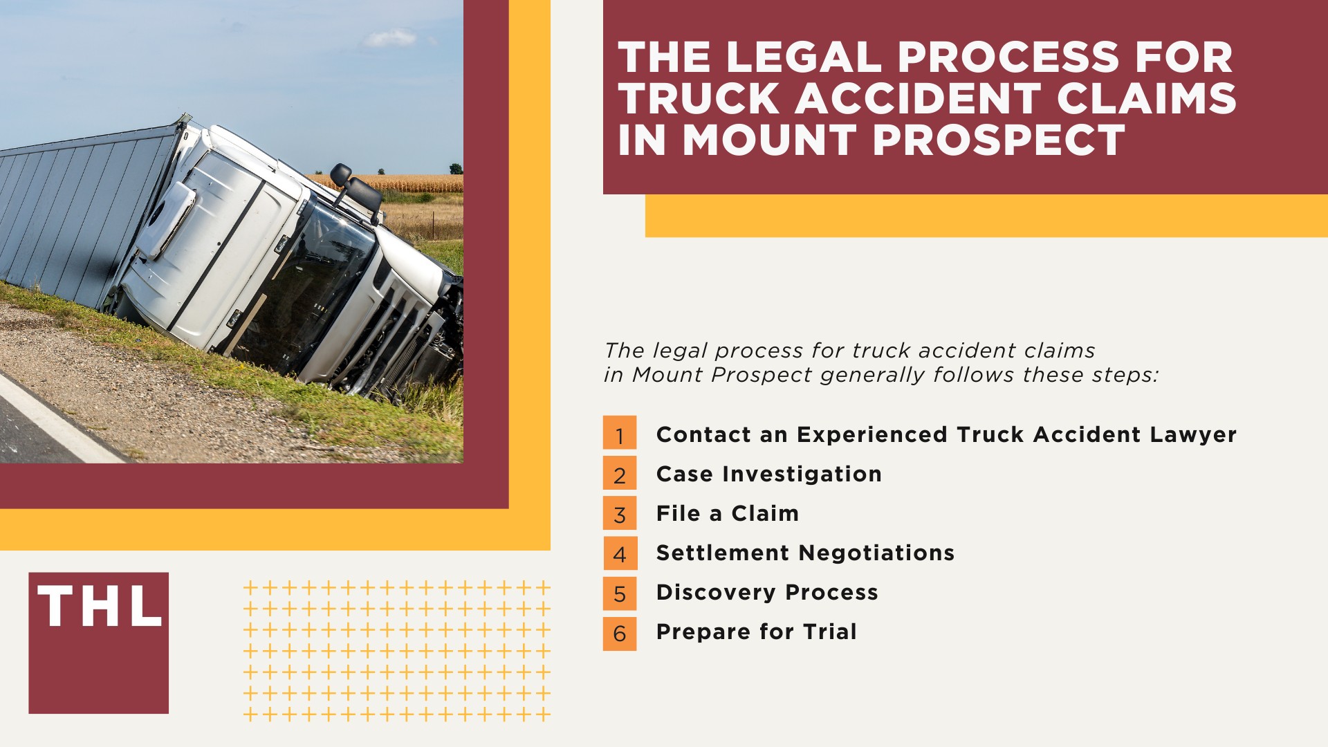 Mount Prospect Truck Accident Lawyer; How Can a Mount Prospect Truck Accident Lawyer from TorHoerman Law Help You; How Much Does it Cost to Hire a Mount Prospect Truck Accident Attorney from TorHoerman Law;  Meet Our Mount Prospect Truck Accident Attorneys; Our Founder and Experienced Truck Accident Lawyer_ Tor Hoerman; Our Mount Prospect Truck Accident Lawyers Get Results; What To Do After a Truck Accident in Mount Prospect, IL; Gathering Evidence for a Truck Accident Case; Common Damages in Truck Accident Cases; The Legal Process for Truck Accident Claims in Mount Prospect