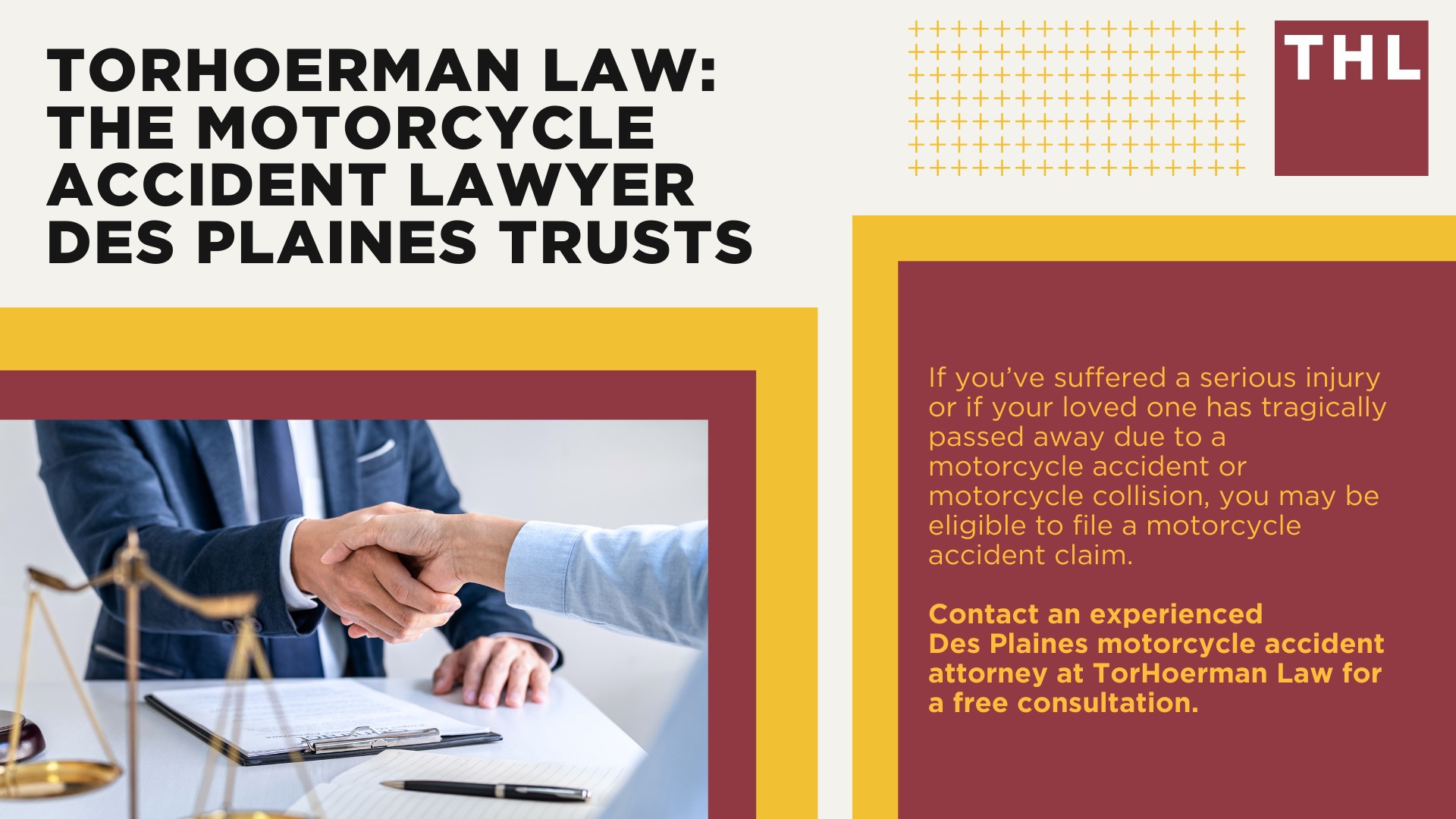 Des Plaines Bike Accident Lawyer; Meet Our Des Plaines Motorcycle Accident Lawyers; Our Founder and Experienced Des Plaines Motorcycle Accident Lawyer_ Tor Hoerman; Our Des Plaines Motorcycle Accident Lawyers Get Results; How Much Does it Cost to Hire a Des Plaines Motorcycle Accident Lawyer; Steps to Take After a Motorcycle Accident in Des Plaines; Evidence in Motorcycle Accident Cases; Damages in a Des Plaines Motorcycle Accident Claim; The Legal Process for Motorcycle Accident Claims in Des Plaines; Common Motorcycle Accident Injuries in Des Plaines, Illinois (IL); Common Motorcycle Accident Injuries in Des Plaines, Illinois (IL); Common Causes of Motorcycle Accidents in Des Plaines, Illinois (IL); TorHoerman Law_ The Motorcycle Accident Lawyer Des Plaines Trusts