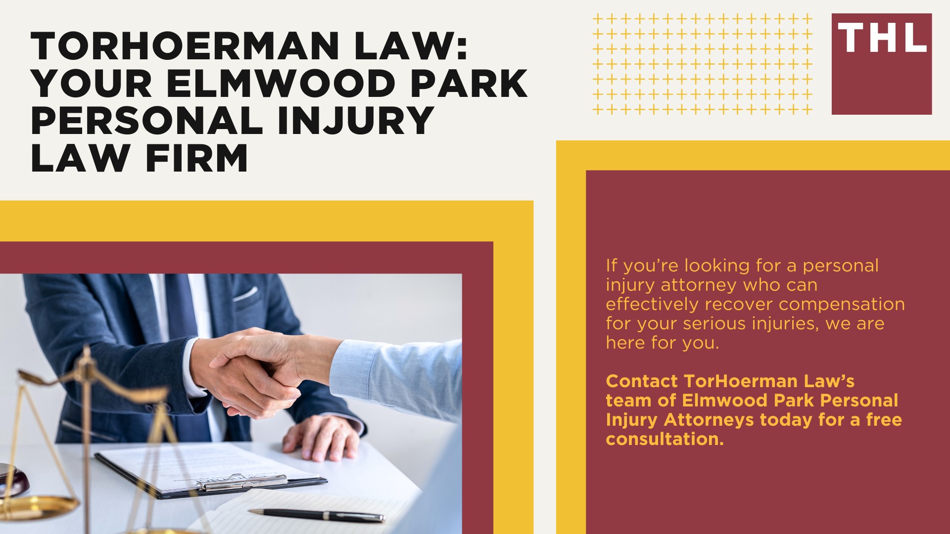 Personal Injury Lawyer Elmwood Park; Meet Our Elmwood Park Personal Injury Lawyers; Types of Personal Injury Cases We Handle at TorHoerman Law; The Legal Process for Filing a Personal Injury Case in Elmwood Park, IL; What is the Statute of Limitations for Personal Injury Cases in Illinois; What to Do If You've Suffered Harm or Personal Injuries in Elmwood Park; Do You Qualify for an Elmwood Park Personal Injury Lawsuit; Gathering Evidence for a Personal Injury Case; Common Damages in an Elmwood Park Personal Injury Case; TorHoerman Law_ Your Elmwood Park Personal Injury Law Firm