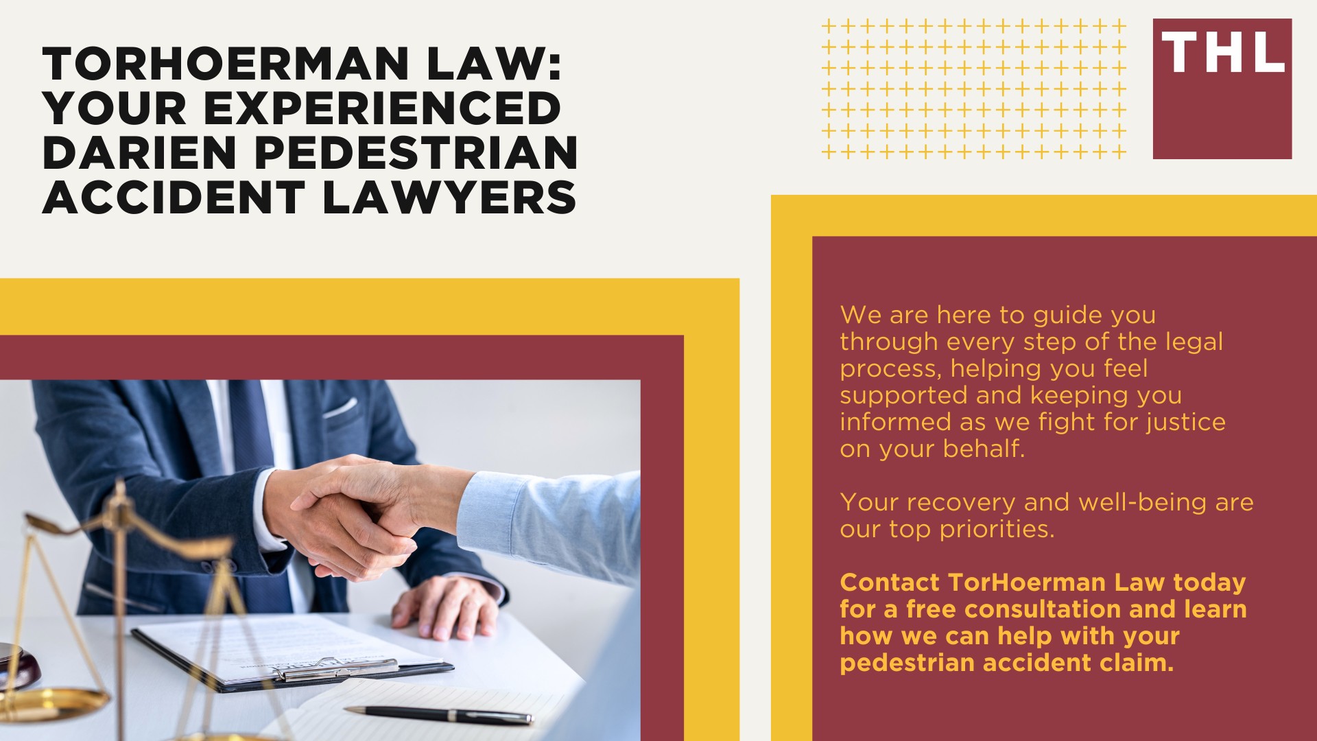 Darien Pedestrian Accident Lawyer; Meet Our Darien Pedestrian Accident Lawyers; How Much Does it Cost to Hire a Darien Pedestrian Accident Attorney; What To Do After a Pedestrian Accident in Darien; Evidence in Pedestrian Accident Claims; Damages in a Pedestrian Accident Lawsuit; The Legal Process for a Pedestrian Accident Claim in Darien; How Do Pedestrian Accidents Happen; Common Injuries Sustained in Pedestrian Accidents; TorHoerman Law_ Your Experienced DarienPedestrian Accident Lawyers