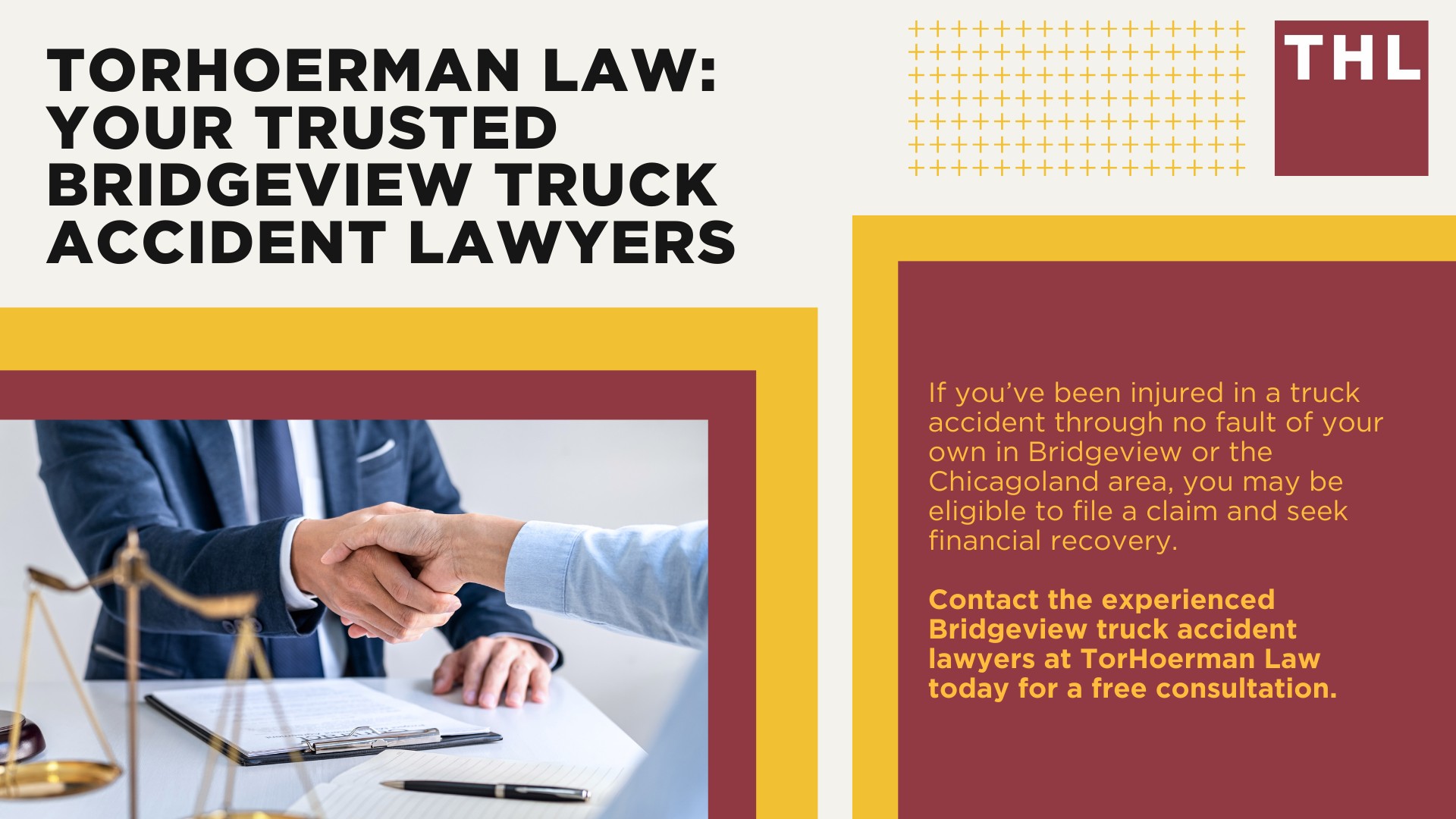 Bridgeview Truck Accident Lawyer; How Can a Bridgeview Truck Accident Lawyer from TorHoerman Law Help You; How Much Does it Cost to Hire a Bridgeview Truck Accident Attorney from TorHoerman Law;  Meet Our Bridgeview Truck Accident Attorneys; Our Founder and Experienced Truck Accident Lawyer_ Tor Hoerman; Our Bridgeview Truck Accident Lawyers Get Results; What To Do After a Truck Accident in Bridgeview, IL; Gathering Evidence for a Truck Accident Case; Common Damages in Truck Accident Cases; The Legal Process for Truck Accident Claims in Bridgeview; How is Liability Determined in Semi-Truck Accidents; Common Truck Accident Injuries; Common Causes of Semi-Truck Accidents; Chicago Truck and Auto Accident Statistics; TorHoerman Law_ Your Trusted Bridgeview Truck Accident Lawyers