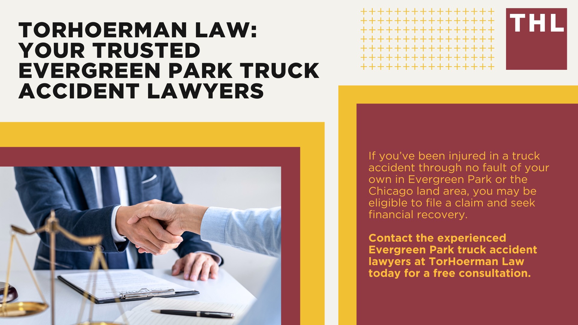 Evergreen Truck Accident Lawyer; How Can an Evergreen Park Truck Accident Lawyer from TorHoerman Law Help You; How Much Does it Cost to Hire a Evergreen Park Truck Accident Attorney from TorHoerman Law;  Meet Our Evergreen Park Truck Accident Attorneys; Our Founder and Experienced Truck Accident Lawyer_ Tor Hoerman; Our Evergreen Park Truck Accident Lawyers Get Results; What To Do After a Truck Accident in Evergreen Park, IL; Gathering Evidence for a Truck Accident Case; Common Damages in Truck Accident Cases; The Legal Process for Truck Accident Claims in Evergreen Park; Common Truck Accident Injuries; Common Causes of Semi-Truck Accidents; Chicago Truck and Auto Accident Statistics; TorHoerman Law_ Your Trusted Evergreen Park Truck Accident Lawyers