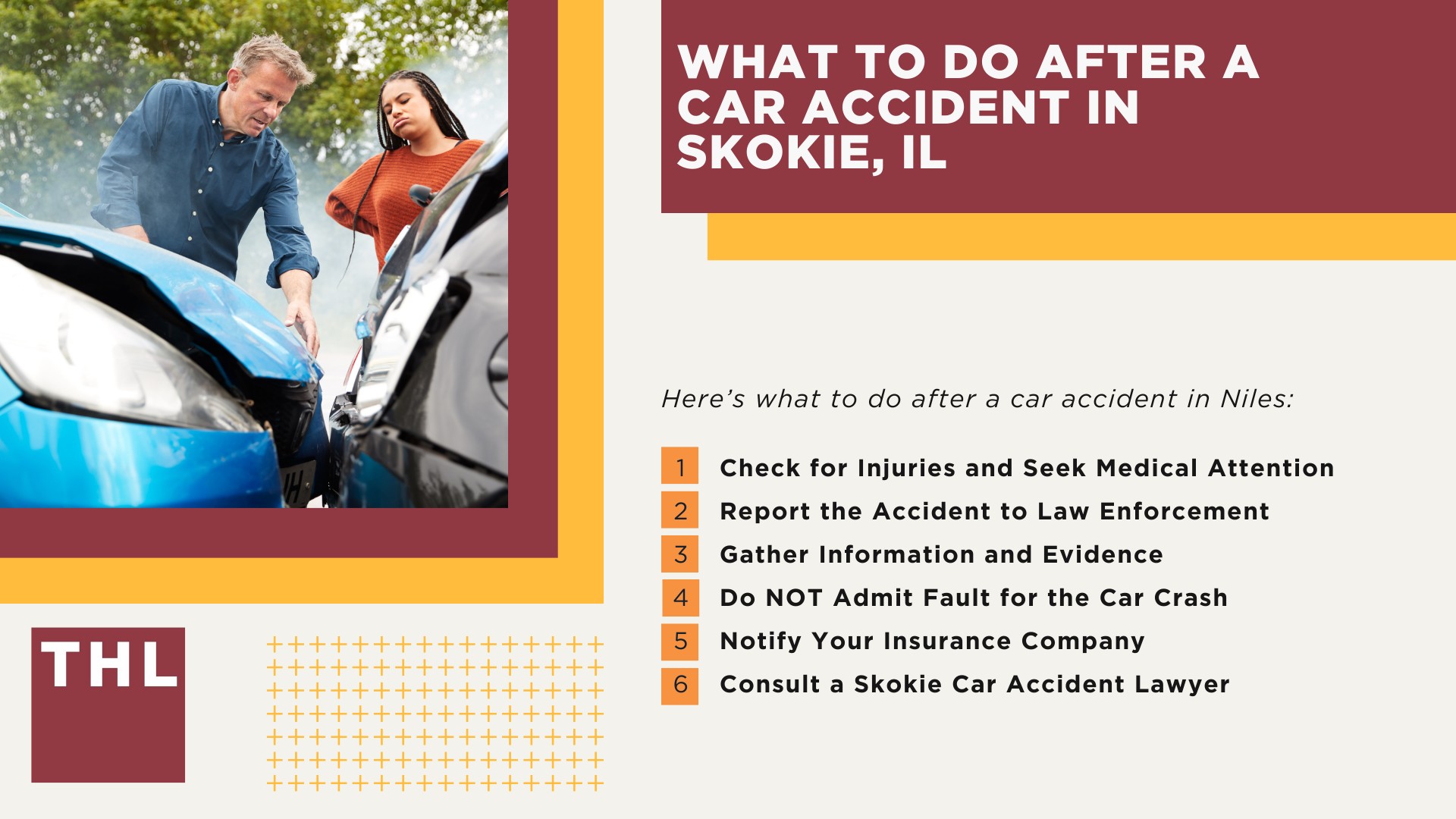 Skokie Car Accident Lawyer; Meet Our Skokie Car Accident Lawyers; Our Founder and Experienced Skokie Car Accident Lawyer_ Tor Hoerman; What to Do After a Car Accident in Skokie , IL; Gathering Evidence for a Car Accident Injury Claim; Damages in Skokie Car Accident Cases; The Legal Process for a Skokie Car Accident Claim Explained; Chicago Car Accident Statistics; What are the Most Common Causes of Car Accidents in Chicago; Common Car Accident Injuries; Do You Need Help from a Skokie Car Accident Attorney; TorHoerman Law_ Your Trusted Skokie Car Accident Lawyers; What to Do After a Car Accident in Skokie , IL