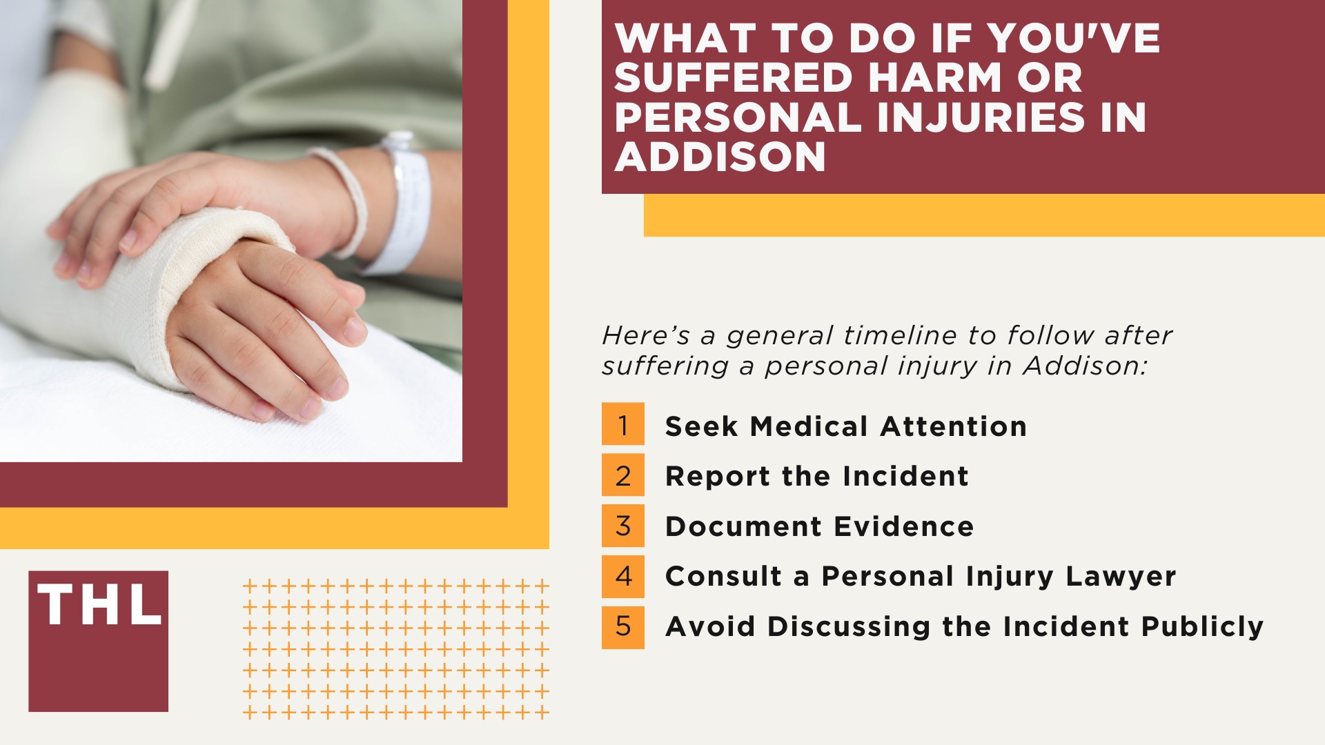 Personal Injury Lawyer Addison; Meet Our Addison Personal Injury Lawyers; Our Founder and Experienced Addison Personal Injury Lawyer_ Tor Hoerman; How Much Does it Cost to Hire an Addison Personal Injury Attorney from TorHoerman Law; Types of Personal Injury Cases We Handle at TorHoerman Law; The Legal Process for Filing a Personal Injury Case in Addison, IL; What is the Statute of Limitations for Personal Injury Cases in Illinois; What to Do If You've Suffered Harm or Personal Injuries in Addison