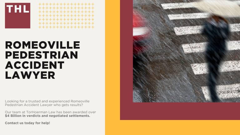 Romeoville Pedestrian Accident Lawyer; Meet Our Romeoville Pedestrian Accident Lawyers; How Much Does it Cost to Hire a Romeoville Pedestrian Accident Attorney; What To Do After a Pedestrian Accident in Romeoville; Evidence in Pedestrian Accident Claims; Damages in a Pedestrian Accident Lawsuit; The Legal Process for a Pedestrian Accident Claim in Romeoville; How Do Pedestrian Accidents Happen; Common Injuries Sustained in Pedestrian Accidents; TorHoerman Law_ Your Experienced Romeoville Pedestrian Accident Lawyers